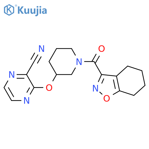 3-{1-(4,5,6,7-tetrahydro-1,2-benzoxazole-3-carbonyl)piperidin-3-yloxy}pyrazine-2-carbonitrile structure