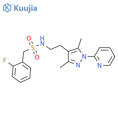 N-{2-[3,5-dimethyl-1-(pyridin-2-yl)-1H-pyrazol-4-yl]ethyl}-1-(2-fluorophenyl)methanesulfonamide structure