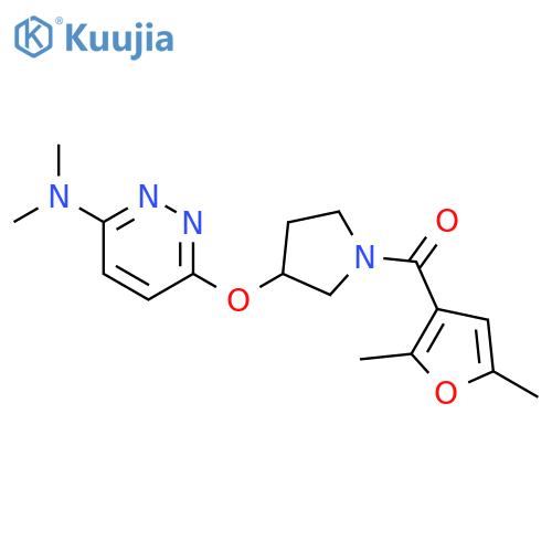 6-{[1-(2,5-dimethylfuran-3-carbonyl)pyrrolidin-3-yl]oxy}-N,N-dimethylpyridazin-3-amine structure