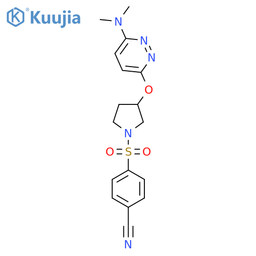 4-[(3-{[6-(dimethylamino)pyridazin-3-yl]oxy}pyrrolidin-1-yl)sulfonyl]benzonitrile structure
