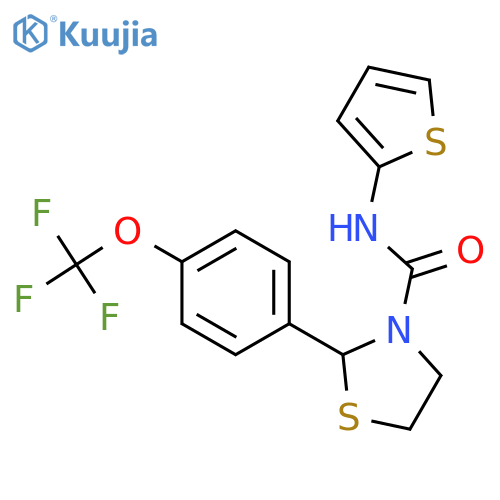 N-thiophen-2-yl-2-[4-(trifluoromethoxy)phenyl]-1,3-thiazolidine-3-carboxamide structure