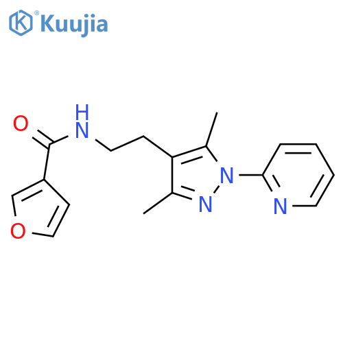 N-{2-[3,5-dimethyl-1-(pyridin-2-yl)-1H-pyrazol-4-yl]ethyl}furan-3-carboxamide structure
