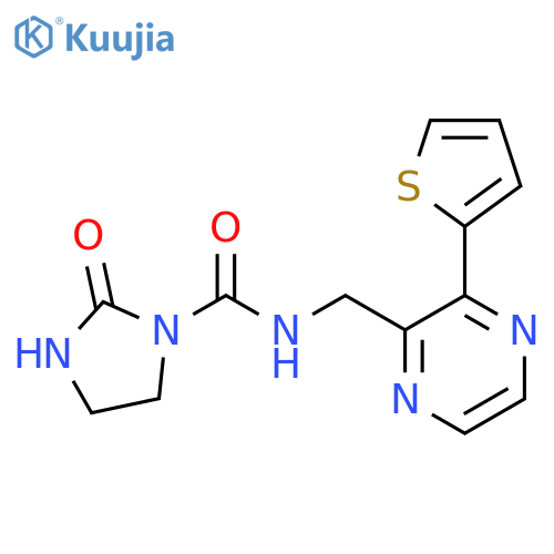 2-oxo-N-{3-(thiophen-2-yl)pyrazin-2-ylmethyl}imidazolidine-1-carboxamide structure