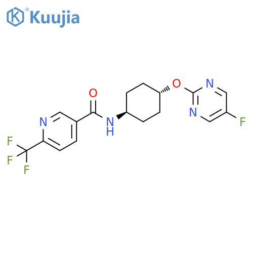 N-(1r,4r)-4-(5-fluoropyrimidin-2-yl)oxycyclohexyl-6-(trifluoromethyl)pyridine-3-carboxamide structure