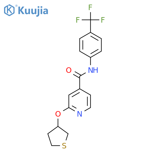 2-((tetrahydrothiophen-3-yl)oxy)-N-(4-(trifluoromethyl)phenyl)isonicotinamide structure