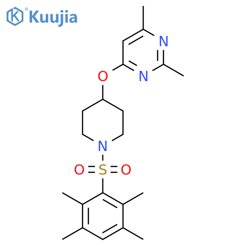 2,4-dimethyl-6-{[1-(2,3,5,6-tetramethylbenzenesulfonyl)piperidin-4-yl]oxy}pyrimidine structure