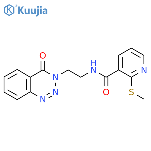 2-(methylsulfanyl)-N-[2-(4-oxo-3,4-dihydro-1,2,3-benzotriazin-3-yl)ethyl]pyridine-3-carboxamide structure