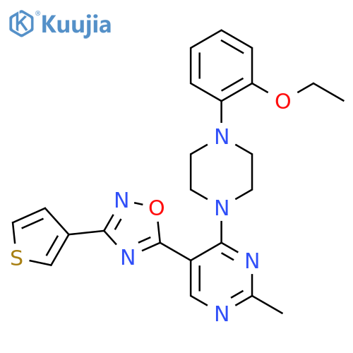 4-[4-(2-ethoxyphenyl)piperazin-1-yl]-2-methyl-5-[3-(thiophen-3-yl)-1,2,4-oxadiazol-5-yl]pyrimidine structure