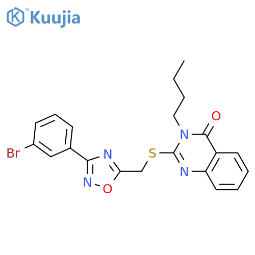 2-({[3-(3-bromophenyl)-1,2,4-oxadiazol-5-yl]methyl}sulfanyl)-3-butyl-3,4-dihydroquinazolin-4-one structure