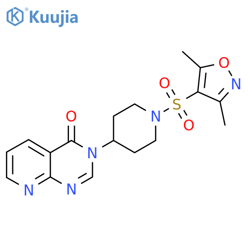 3-{1-(3,5-dimethyl-1,2-oxazol-4-yl)sulfonylpiperidin-4-yl}-3H,4H-pyrido2,3-dpyrimidin-4-one structure