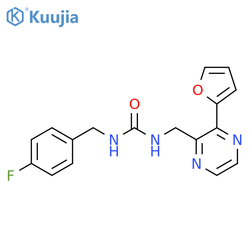 1-(4-fluorophenyl)methyl-3-{3-(furan-2-yl)pyrazin-2-ylmethyl}urea structure