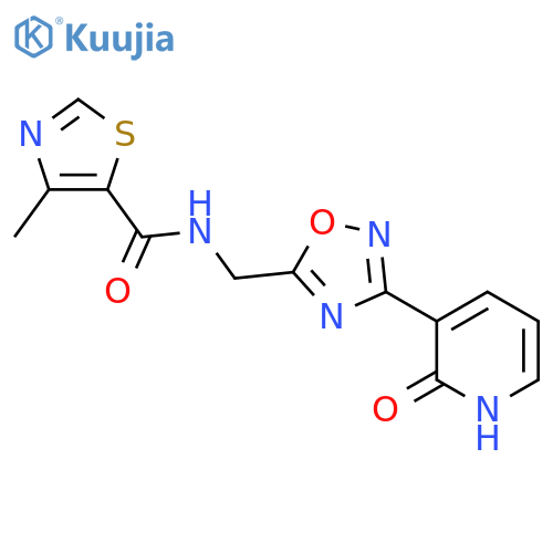 4-methyl-N-{3-(2-oxo-1,2-dihydropyridin-3-yl)-1,2,4-oxadiazol-5-ylmethyl}-1,3-thiazole-5-carboxamide structure
