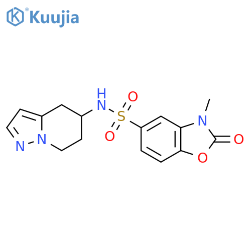 3-methyl-2-oxo-N-{4H,5H,6H,7H-pyrazolo1,5-apyridin-5-yl}-2,3-dihydro-1,3-benzoxazole-5-sulfonamide structure