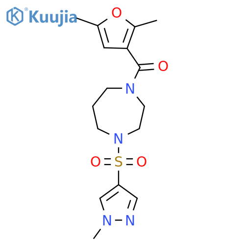 1-(2,5-dimethylfuran-3-carbonyl)-4-[(1-methyl-1H-pyrazol-4-yl)sulfonyl]-1,4-diazepane structure