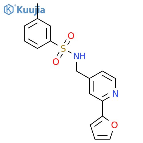 N-{[2-(furan-2-yl)pyridin-4-yl]methyl}-3-methylbenzene-1-sulfonamide structure