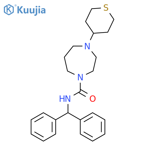 N-(diphenylmethyl)-4-(thian-4-yl)-1,4-diazepane-1-carboxamide structure
