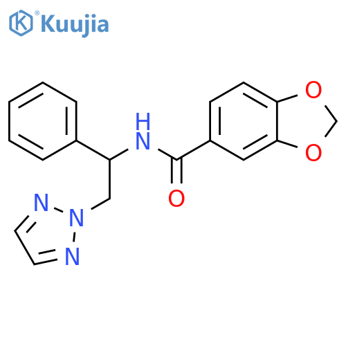 N-1-phenyl-2-(2H-1,2,3-triazol-2-yl)ethyl-2H-1,3-benzodioxole-5-carboxamide structure