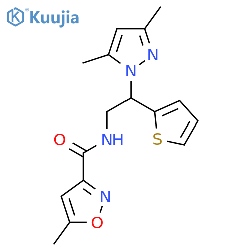N-2-(3,5-dimethyl-1H-pyrazol-1-yl)-2-(thiophen-2-yl)ethyl-5-methyl-1,2-oxazole-3-carboxamide structure