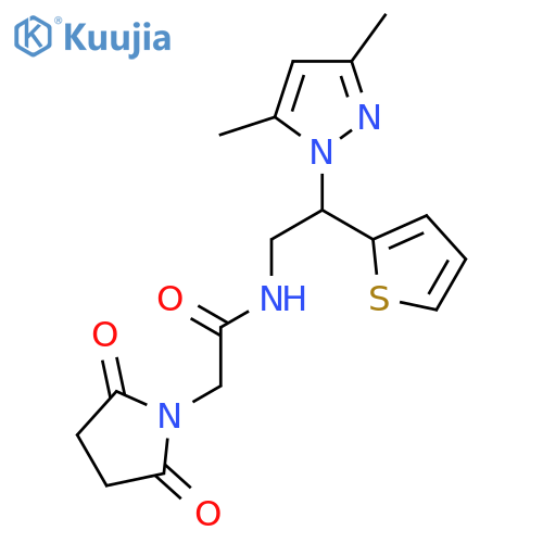 N-2-(3,5-dimethyl-1H-pyrazol-1-yl)-2-(thiophen-2-yl)ethyl-2-(2,5-dioxopyrrolidin-1-yl)acetamide structure
