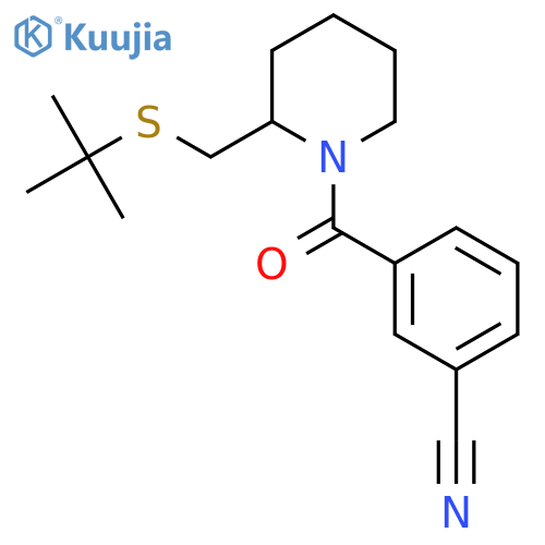 3-{2-(tert-butylsulfanyl)methylpiperidine-1-carbonyl}benzonitrile structure