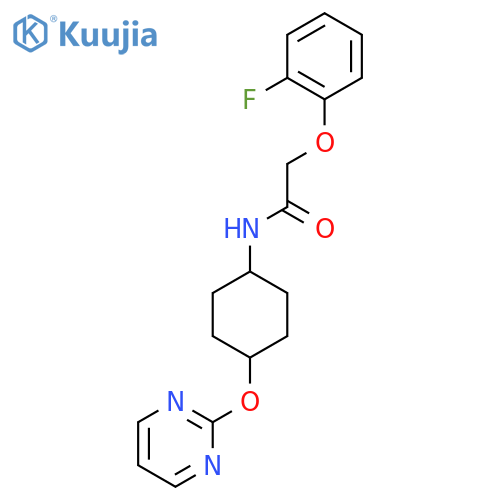 2-(2-fluorophenoxy)-N-[(1r,4r)-4-(pyrimidin-2-yloxy)cyclohexyl]acetamide structure