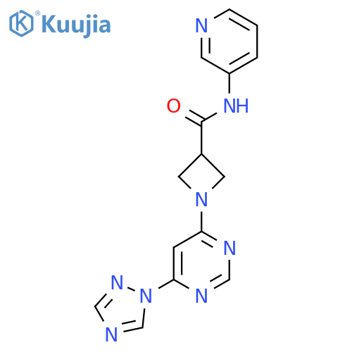 N-(pyridin-3-yl)-1-6-(1H-1,2,4-triazol-1-yl)pyrimidin-4-ylazetidine-3-carboxamide structure