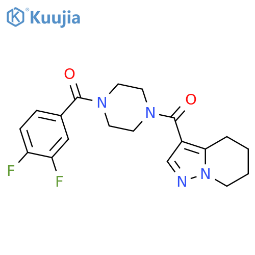 1-(3,4-difluorobenzoyl)-4-{4H,5H,6H,7H-pyrazolo[1,5-a]pyridine-3-carbonyl}piperazine structure