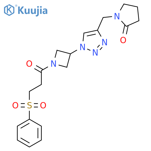 1-[(1-{1-[3-(benzenesulfonyl)propanoyl]azetidin-3-yl}-1H-1,2,3-triazol-4-yl)methyl]pyrrolidin-2-one structure