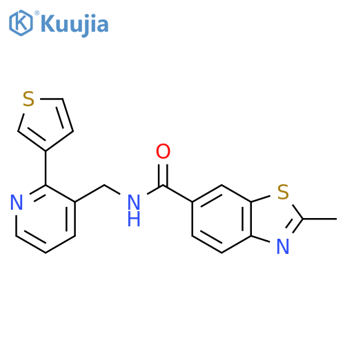 2-methyl-N-{[2-(thiophen-3-yl)pyridin-3-yl]methyl}-1,3-benzothiazole-6-carboxamide structure