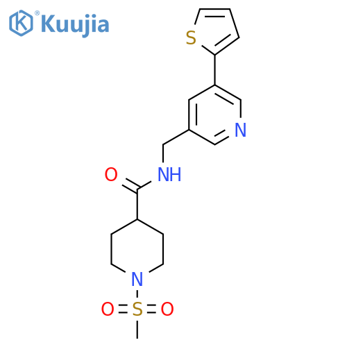 1-methanesulfonyl-N-{[5-(thiophen-2-yl)pyridin-3-yl]methyl}piperidine-4-carboxamide structure