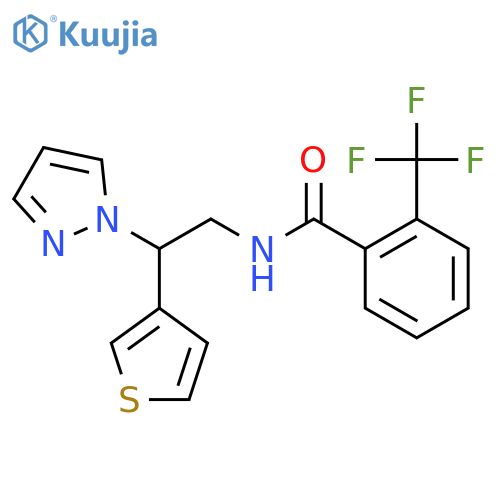 N-[2-(1H-pyrazol-1-yl)-2-(thiophen-3-yl)ethyl]-2-(trifluoromethyl)benzamide structure