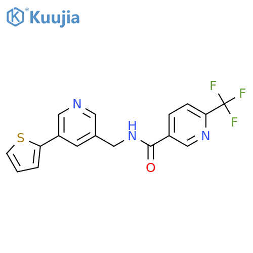 N-{[5-(thiophen-2-yl)pyridin-3-yl]methyl}-6-(trifluoromethyl)pyridine-3-carboxamide structure