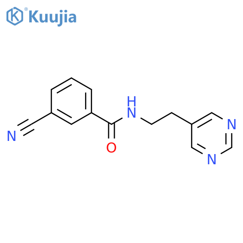 3-cyano-N-[2-(pyrimidin-5-yl)ethyl]benzamide structure