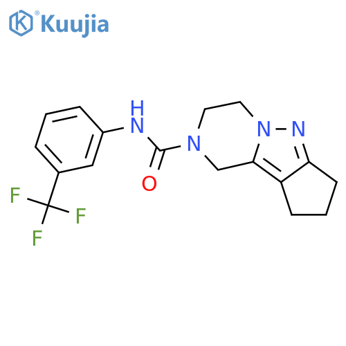 N-3-(trifluoromethyl)phenyl-7,8,11-triazatricyclo6.4.0.0^{2,6}dodeca-1,6-diene-11-carboxamide structure