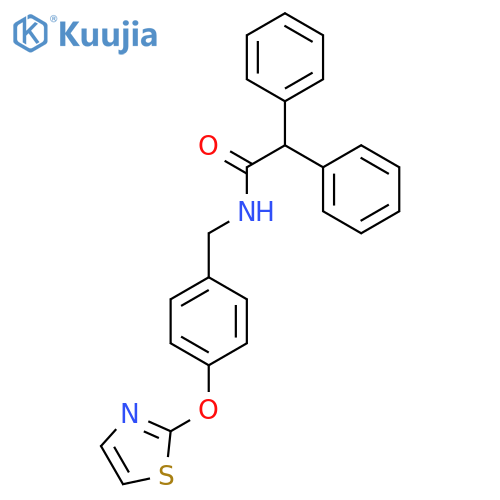 2,2-diphenyl-N-(4-(thiazol-2-yloxy)benzyl)acetamide structure