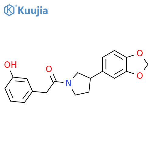 1-[3-(2H-1,3-benzodioxol-5-yl)pyrrolidin-1-yl]-2-(3-hydroxyphenyl)ethan-1-one structure