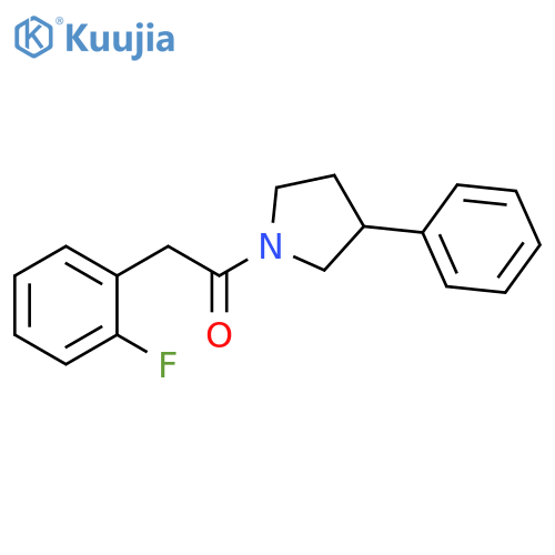 2-(2-fluorophenyl)-1-(3-phenylpyrrolidin-1-yl)ethan-1-one structure