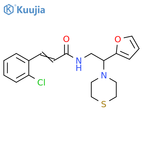 (2E)-3-(2-chlorophenyl)-N-2-(furan-2-yl)-2-(thiomorpholin-4-yl)ethylprop-2-enamide structure
