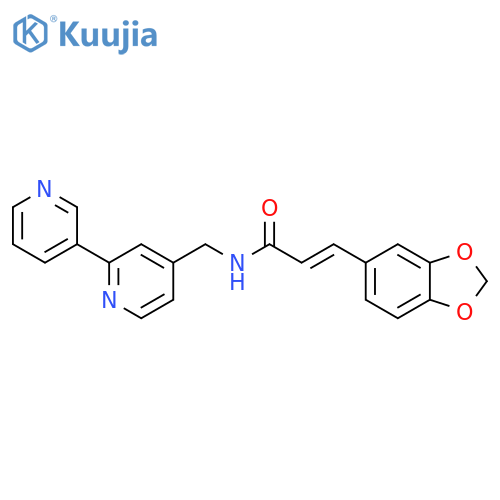 (2E)-3-(2H-1,3-benzodioxol-5-yl)-N-({[2,3'-bipyridine]-4-yl}methyl)prop-2-enamide structure