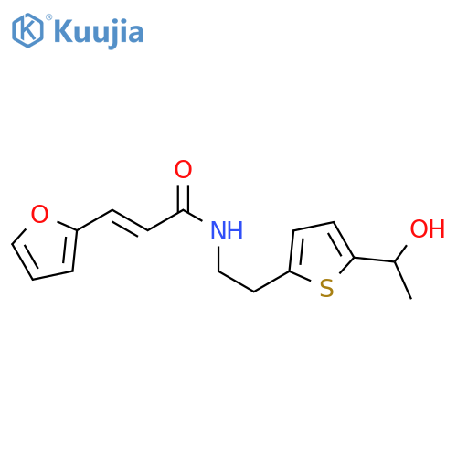 (2E)-3-(furan-2-yl)-N-{2-5-(1-hydroxyethyl)thiophen-2-ylethyl}prop-2-enamide structure