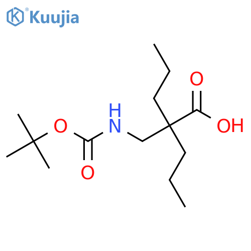 2-({(tert-butoxy)carbonylamino}methyl)-2-propylpentanoic acid structure