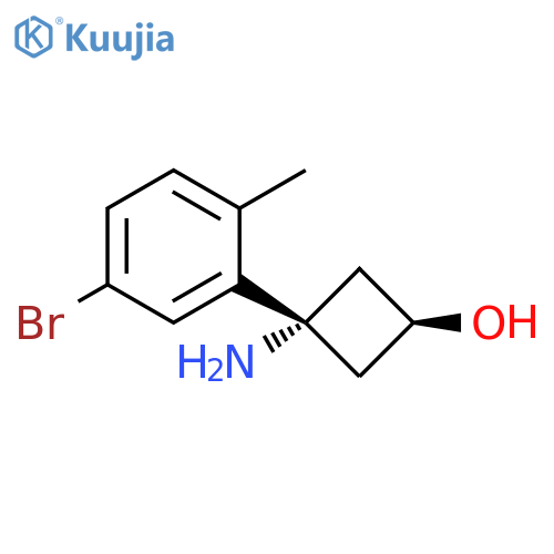 (1s,3s)-3-amino-3-(5-bromo-2-methylphenyl)cyclobutan-1-ol structure