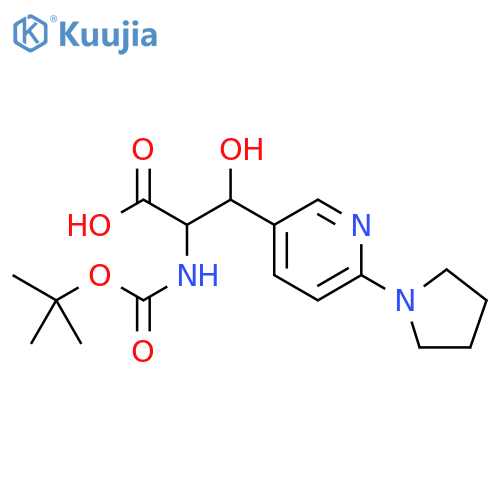 2-{(tert-butoxy)carbonylamino}-3-hydroxy-3-6-(pyrrolidin-1-yl)pyridin-3-ylpropanoic acid structure