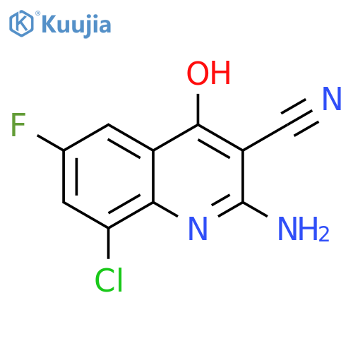 2-amino-8-chloro-6-fluoro-4-hydroxyquinoline-3-carbonitrile structure