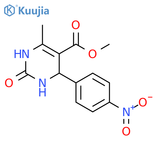 5-Pyrimidinecarboxylic acid, 1,2,3,4-tetrahydro-6-methyl-4-(4-nitrophenyl)-2-oxo-, methyl ester structure