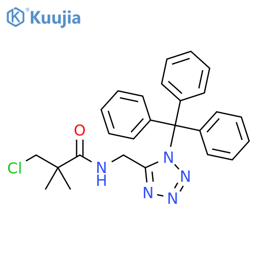 3-chloro-2,2-dimethyl-N-{[1-(triphenylmethyl)-1H-1,2,3,4-tetrazol-5-yl]methyl}propanamide structure
