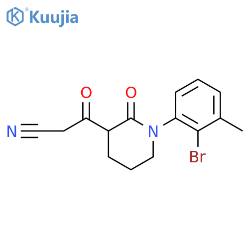 3-1-(2-bromo-3-methylphenyl)-2-oxopiperidin-3-yl-3-oxopropanenitrile structure