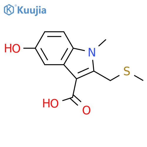 5-hydroxy-1-methyl-2-(methylsulfanyl)methyl-1H-indole-3-carboxylic acid structure