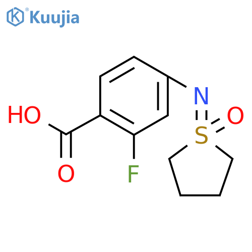 2-fluoro-4-(1-oxo-1lambda6-thiolan-1-ylidene)aminobenzoic acid structure