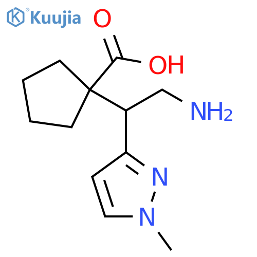 1-2-amino-1-(1-methyl-1H-pyrazol-3-yl)ethylcyclopentane-1-carboxylic acid structure